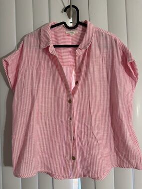 beachlunchlounge Pink & White Striped Shirt